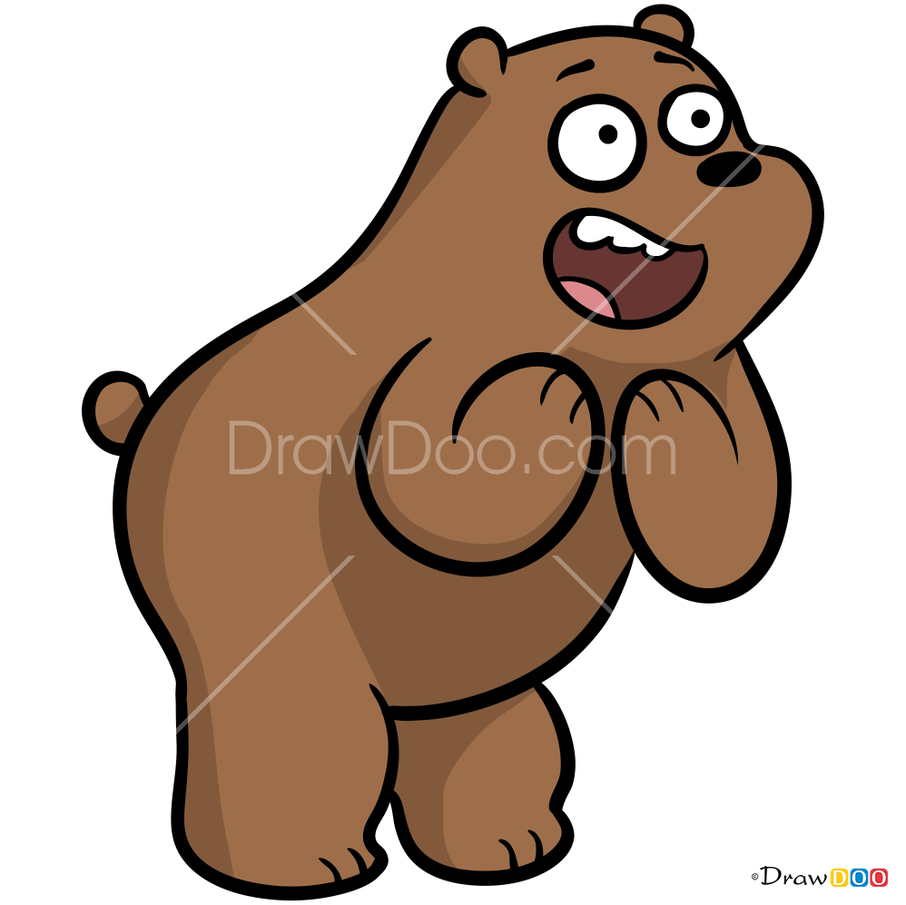 How to Draw Happy Grizz, We Bare Bears